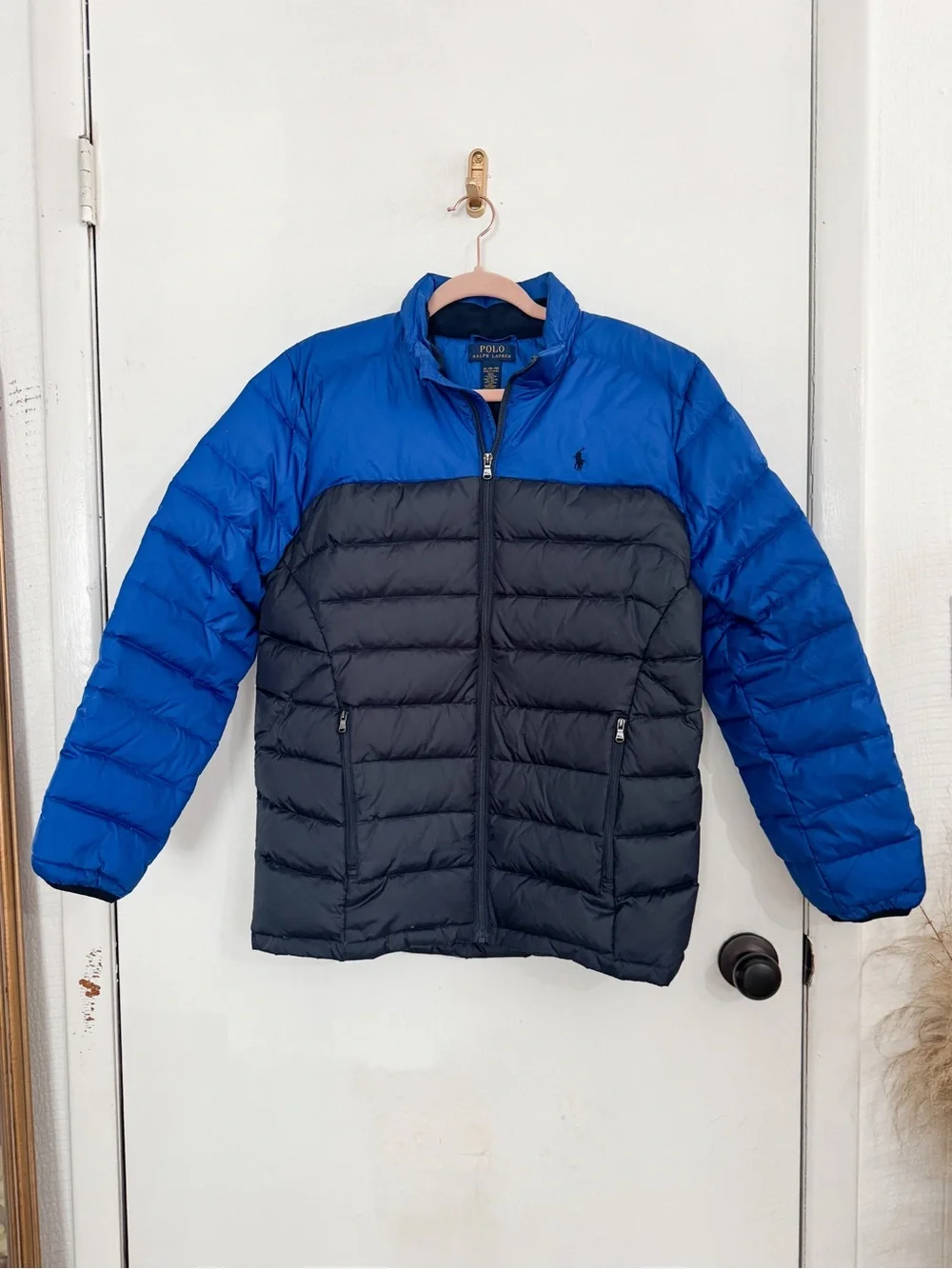 Ralph Lauren Polo Boys Two-Tone Blue Quilted Puffer Down Jacket size XL